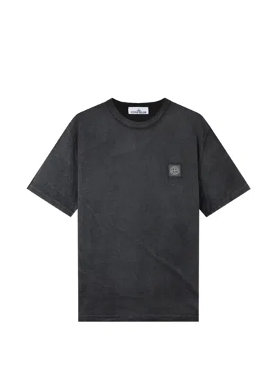 Stone Island Reflective Cotton T-shirt In Black