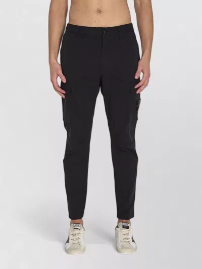 Stone Island Regular Cargo Pants Straight Leg Mid-rise In Black