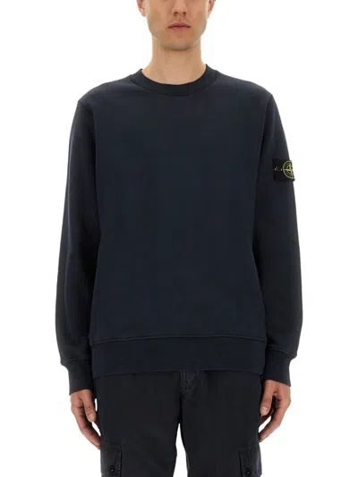Stone Island Regular Fit Sweatshirt In Organic Cotton In Black