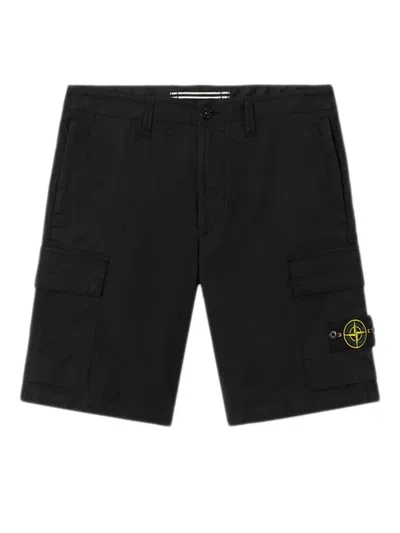 Stone Island Regular Fit Cargo Bermuda Shorts In Black