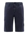 Stone Island Old Effect Cotton Cargo Bermuda Shorts Clothing In Blue