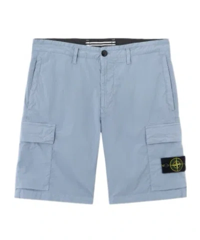 Stone Island Mens Stretch Cotton Tela Paracadute Bermuda Shorts In Blue