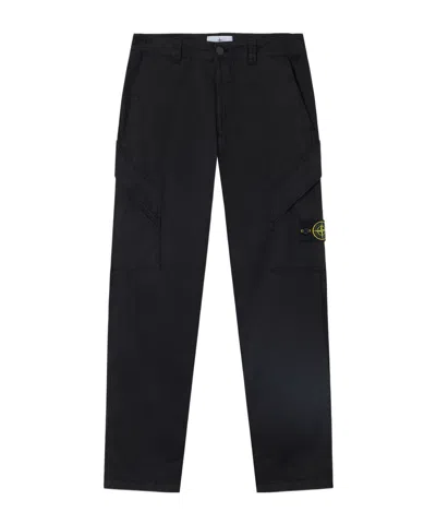 Stone Island Regular-fit Cargo Trousers With Angled Zip Pockets In Black