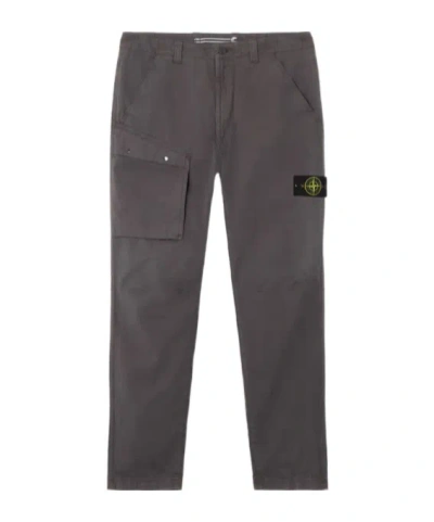 Stone Island Regular Fit Cargo Trousers With Multiple Pockets In Gray
