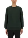 Stone Island Mens Juniper Brand-patch Crewneck Cotton-jersey Sweatshirt In Green