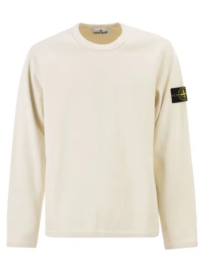 Stone Island Regular Fit Crew Neck Sweatshirt With Elasticated Edges In Neutral