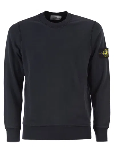 Stone Island Regular Fit Crew Neck Sweatshirt With Raglan Sleeves In Blue