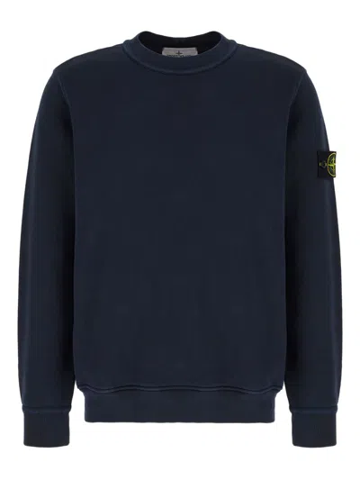 Stone Island Regular Fit Crew Neck Sweatshirt With Raglan Sleeves In Blue