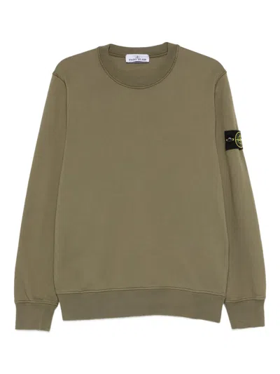 Stone Island Regular Fit Crew Neck Sweatshirt With Raglan Sleeves In Green