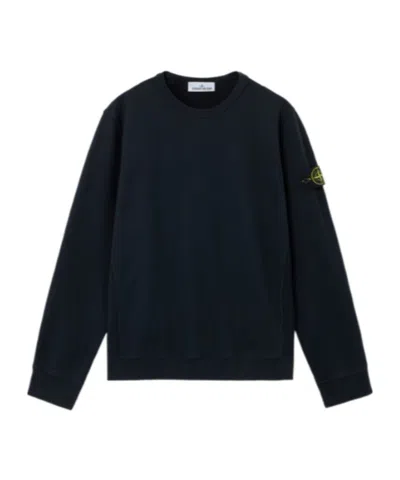Stone Island Regular-fit Crewneck Sweatshirt With Rilbbed Inserts In Black