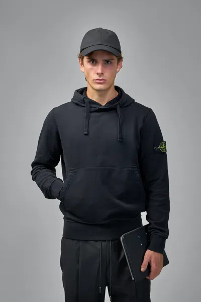Stone Island Regular Fit Hooded Sweatshirt With Pouch Pocket In Black