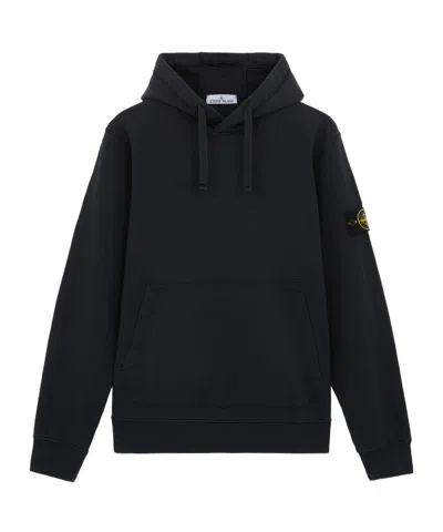 Stone Island Regular-fit Hooded Sweatshirt With Pouch Pocket In Blue