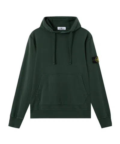 Stone Island Regular-fit Hooded Sweatshirt With Pouch Pocket In Green