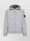 Stone Island Brushed Organic Cotton Fleece Garment Dyed Hoodie Sweater Clothing In Gray