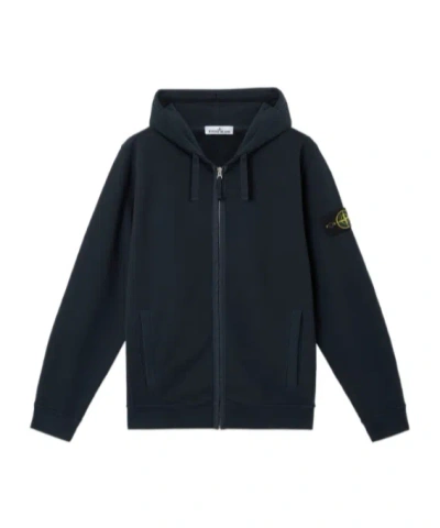 Stone Island Regular-fit Hooded Zip-up Sweatshirt With Pockets In Blue