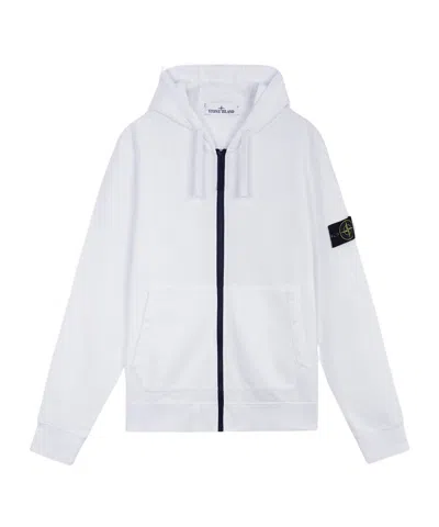 Stone Island Regular-fit Hooded Zip-up Sweatshirt With Pockets In White