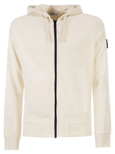 Stone Island Regular Fit Hoodie With Zip And Pockets In Neutral