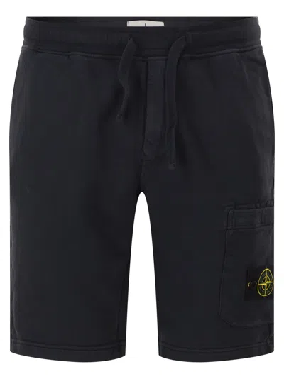 Stone Island Regular Fit Jogger Shorts With Cargo Pocket In Blue