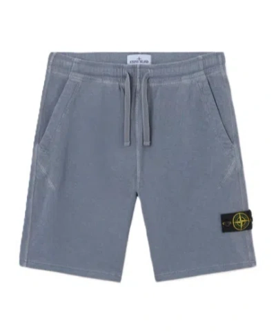 Stone Island Regular Fit Jogger Shorts With Slub Effect And Pockets In Blue
