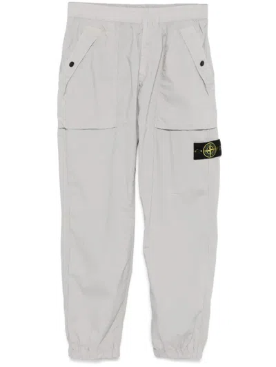 Stone Island Regular Fit Jogger Trousers Stretch Cotton Tela 'paracadute' In Pearl Grey
