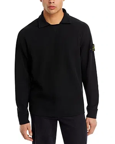 Stone Island Regular Fit Polo Collar Sweatshirt In Black