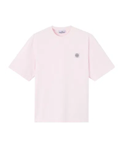 Stone Island Regular-fit Short-sleeve T-shirt With Compass Patch In Pink