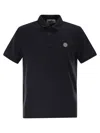 Stone Island Mens Black Brand-patch Regular-fit Stretch-cotton Polo Shirt Xl In Blue