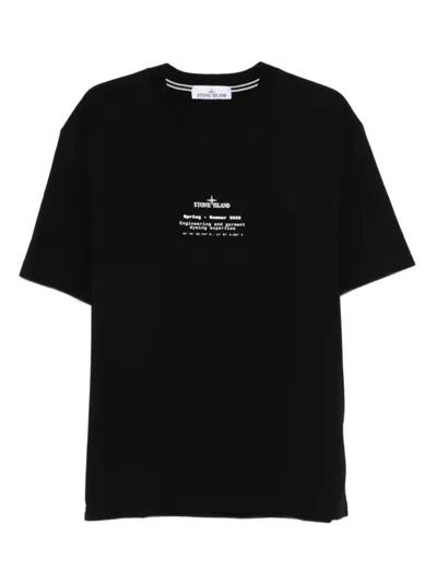 Stone Island Regular Fit Stone Print Cotton Jersey T-shirt Clothing In Black