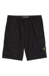 Stone Island Blue Shorts With Elastic Drawstring Waist And Logo Patch On The Front In Cotton Man
