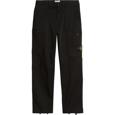 Stone Island Regular Fit Stretch Cotton Cargo Pants In Black