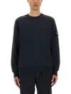 Stone Island Compass-patch Concealed-fastening Coat In Blue