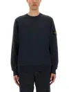 Stone Island Regular Fit Sweatshirt In Organic Cotton In Blue