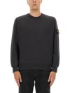 Stone Island Ribbed Hem Long Sleeve Crew Neck Sweater In Gray