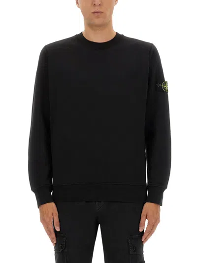 Stone Island Regular Fit Sweatshirt In Organic Cotton In Black