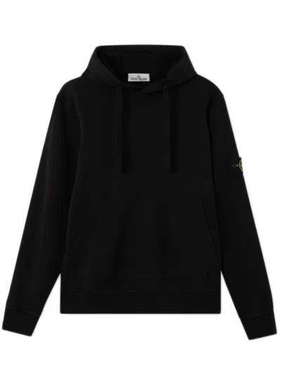 Stone Island Regular Fit Sweatshirt With Hood And Kangaroo Pocket In Black