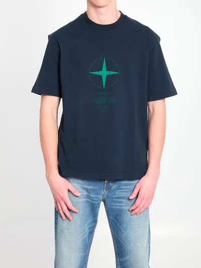 Stone Island Regular Fit T-shirt With “light Compass” Print In Blue