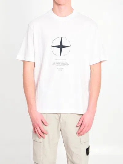 Stone Island Regular Fit T-shirt With “light Compass” Print In White