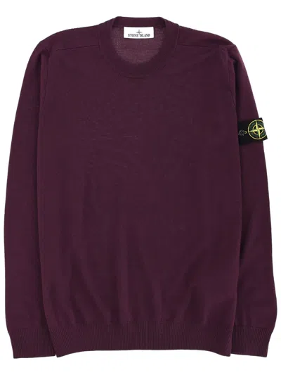 Stone Island Regular Fit T-shirt With Logo Patch In Burgundy
