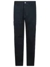 Stone Island Black Slim Cargo Pants With Elasticated Waist And Logo Patch In Stretch Cotton Man In Navy Blue