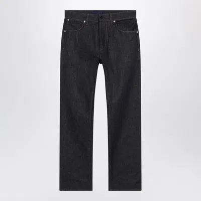 Stone Island Regular Straight Jeans In Raw Indigo Denim In Black
