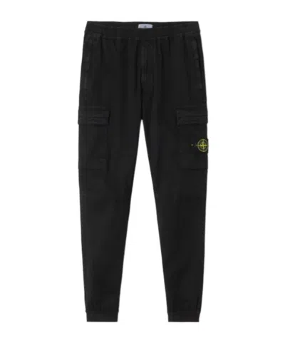 Stone Island Regular-tapered-fit Cargo Pants With Elasticated Waistband In Black