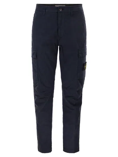 Stone Island Regular Tapered Fit Cargo Trousers In Blue