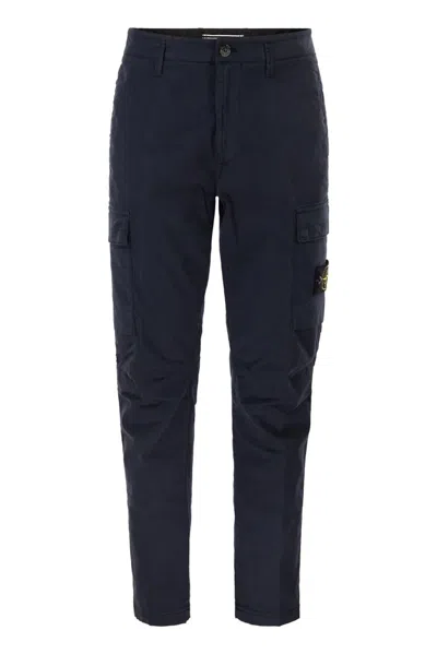 Stone Island Regular Tapered Fit Cargo Trousers In Navy