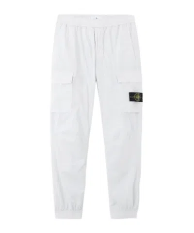 Stone Island Regular-tapered-fit Cargo Trousers With Elasticated Waistband In Blue