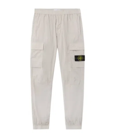 Stone Island Regular-tapered-fit Cargo Trousers With Elasticated Waistband In Gray