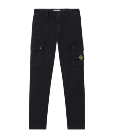 Stone Island Regular-tapered-fit Cargo Trousers With Pockets In Black