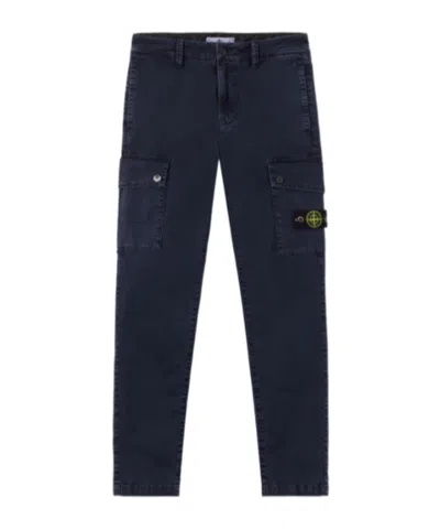 Stone Island Regular-tapered-fit Cargo Trousers With Pockets In Blue