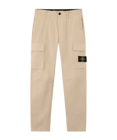 Stone Island Regular-fit Cargo Trousers With Snap And Zip Pockets In Neutral