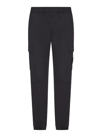 Stone Island Regular Tapered Fit Jogger Trousers With An Elasticated Waist In Black