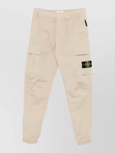 Stone Island Regular Tapered Pants Cargo Pockets Waistband In Neutral